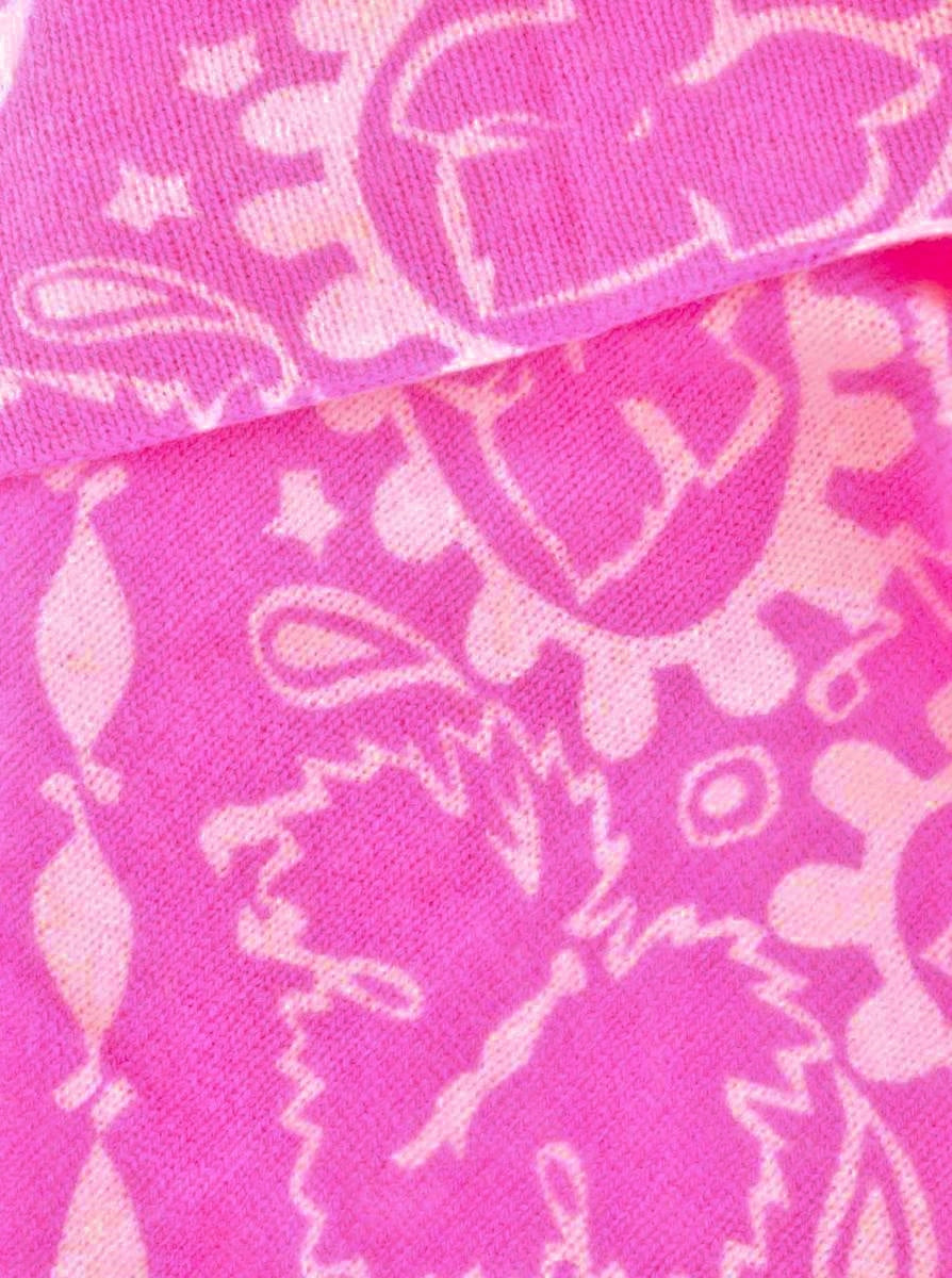 💕 Zwillingsherz Dreieckstuch 100 % Kaschmir "Paisley" Neonpink