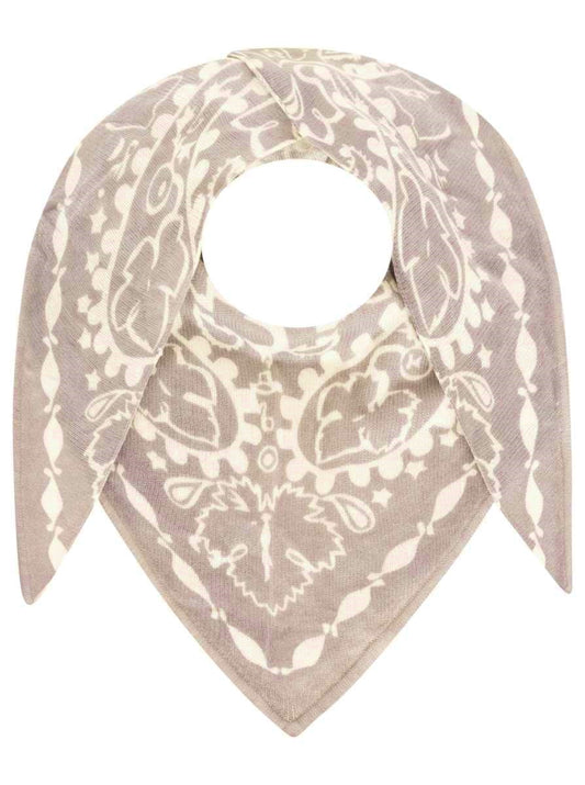 💕 Zwillingsherz Dreieckstuch 100 % Kaschmir "Paisley" Mittelgrau