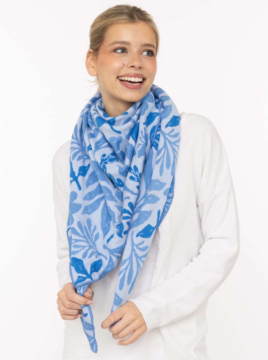💕 Zwillingsherz Dreieckstuch "Blätter Mix" Blau