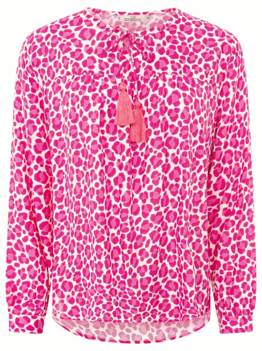 💕 Zwillingsherz Bluse "Classic Leo" 100 % Viskose Pink
