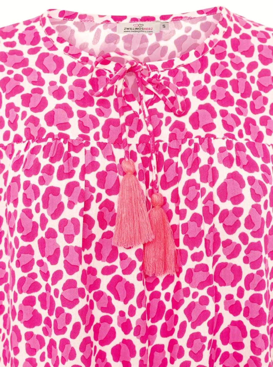 💕 Zwillingsherz Bluse "Classic Leo" 100 % Viskose Pink