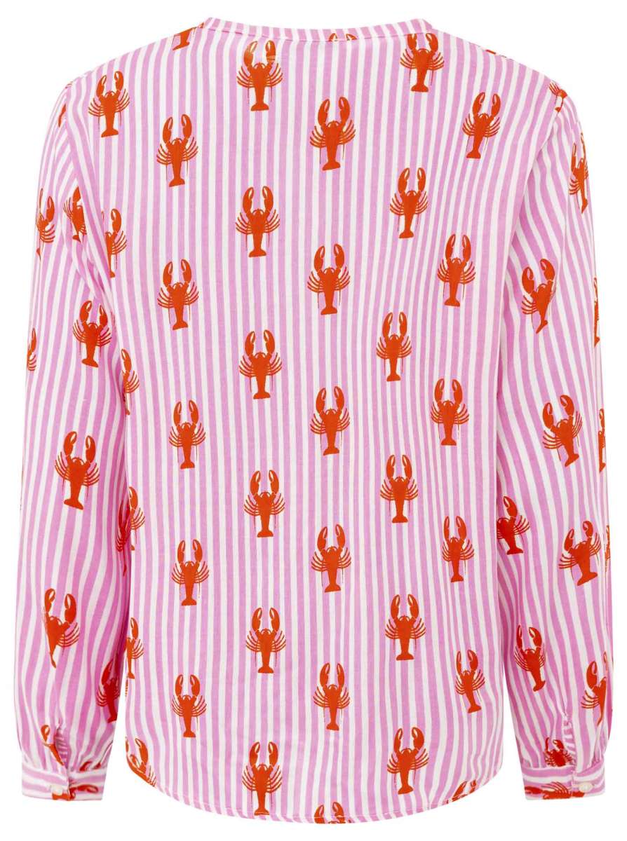 💕 Zwillingsherz Bluse "Lobsters & Stripes" 100 % Viskose Pink