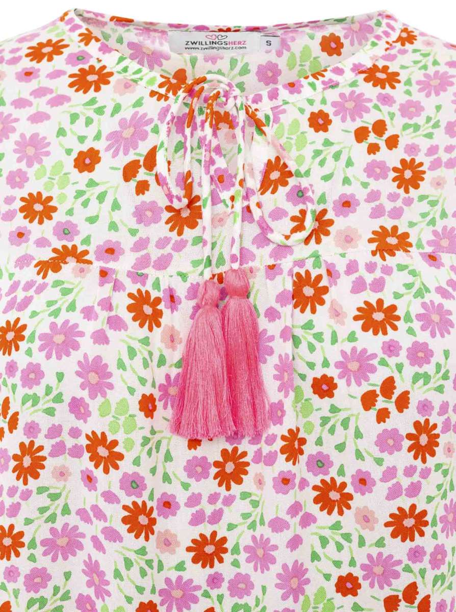 💕 Zwillingsherz Bluse "Mille Fleur" 100 % Viskose Pink