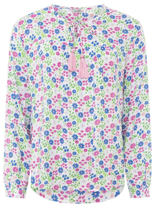 💕 Zwillingsherz Bluse "Mille Fleur" 100 % Viskose Blau