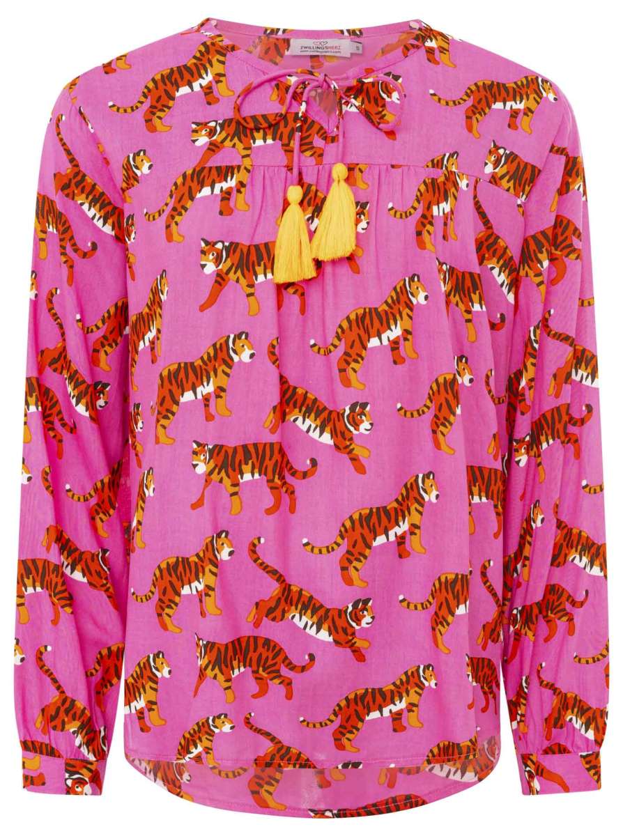 💕 Zwillingsherz Bluse "Trendy Tiger" 100 % Viskose PInk