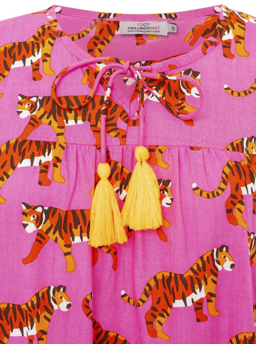 💕 Zwillingsherz Bluse "Trendy Tiger" 100 % Viskose PInk