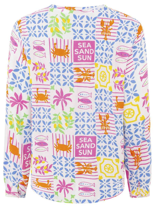 💕 Zwillingsherz Bluse "Dolce Vita Patchwork" 100 % Viskose Blau