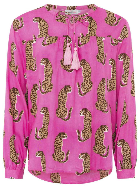 💕 Zwillingsherz Bluse "Lovely Leopard" 100 % Viskose Pink