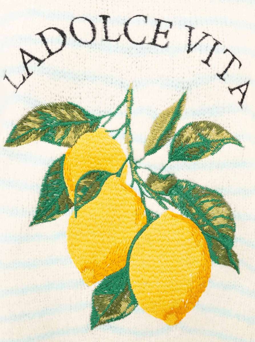 💕 Zwillingsherz Pullover "Lemons" Rundhals Viskose Hellblau