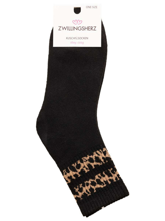 💕 Zwillingsherz Tennissocken "Leo & Streifen" Schwarz