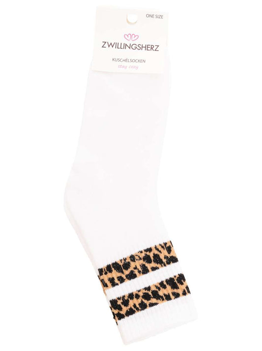 💕 Zwillingsherz Tennissocken "Leo & Streifen" Weiß