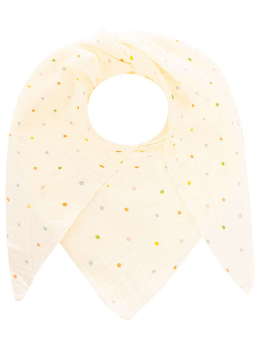 💕 Zwillingsherz Dreieckstuch "Punkte" Musselin Viereck Weiß