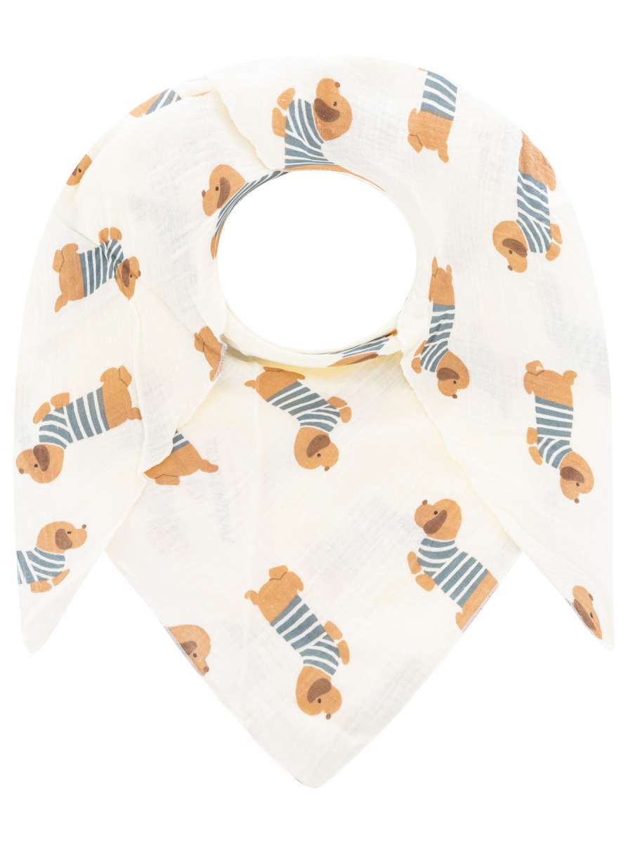 💕 Zwillingsherz Dreieckstuch "Dackel" Musselin Viereck Blau