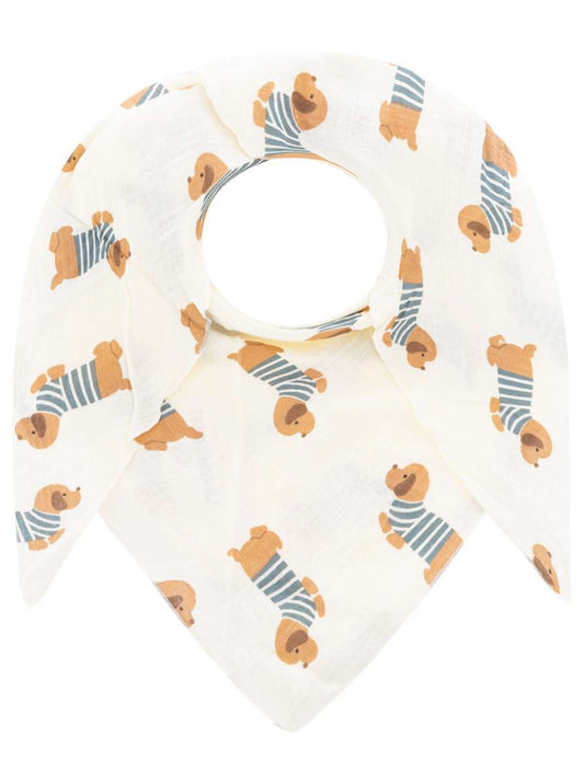 💕 Zwillingsherz Dreieckstuch "Dackel" Musselin Viereck Blau