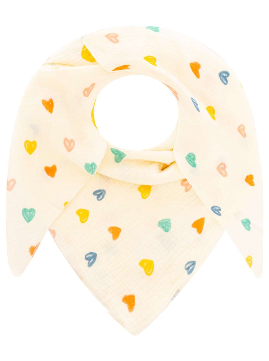 💕 Zwillingsherz Dreieckstuch "Herzen" Musselin Viereck Weiß