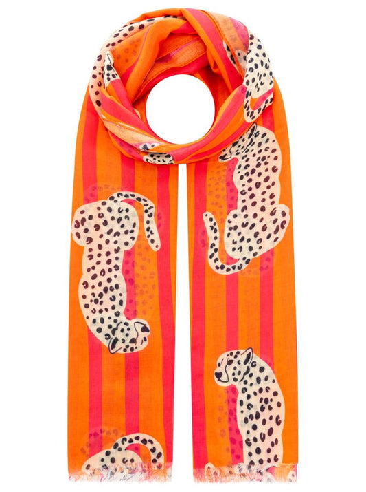 💕 Zwillingsherz Tuch "Leopard Streifen" Orange