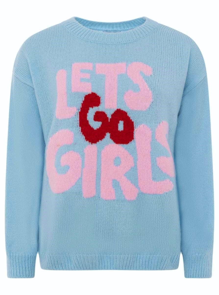 💕 Zwillingsherz Pullover "Lets Go Girls" Wollmix Blau