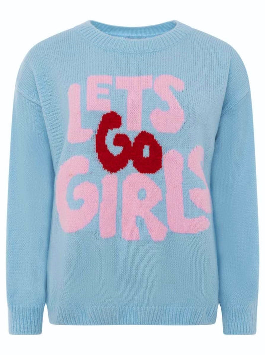 💕 Zwillingsherz Pullover "Lets Go Girls" Wollmix Blau
