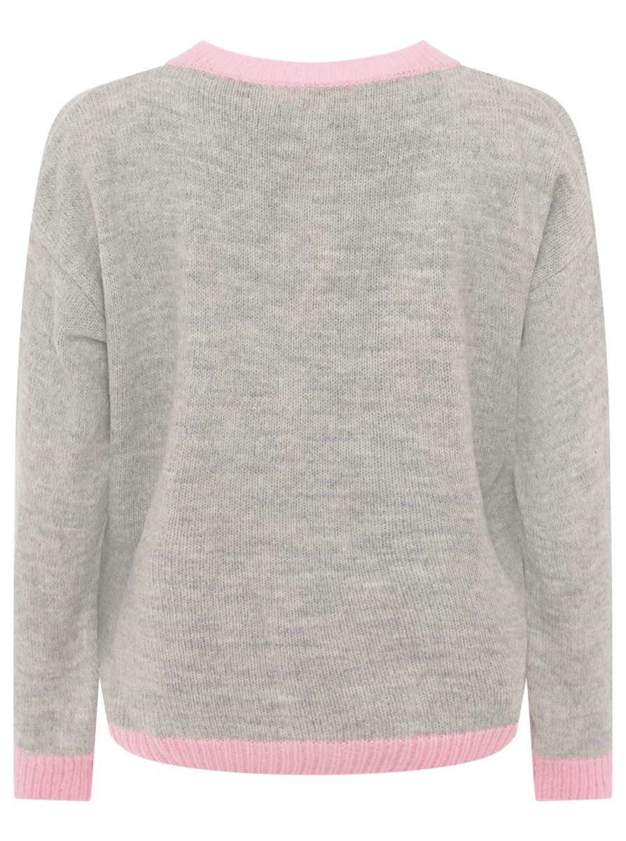 💕 Zwillingsherz Pullover "Cherie" Wollmix Grau