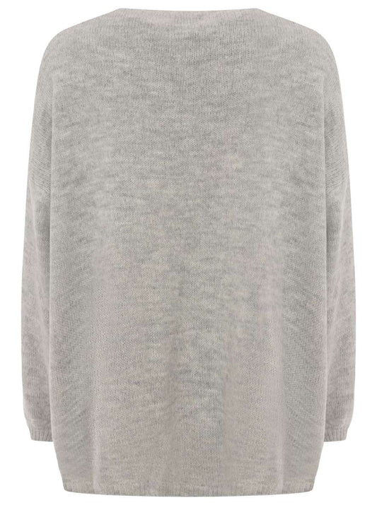 💕 Zwillingsherz Pullover Wollmix "Großes Herz" Hellgrau