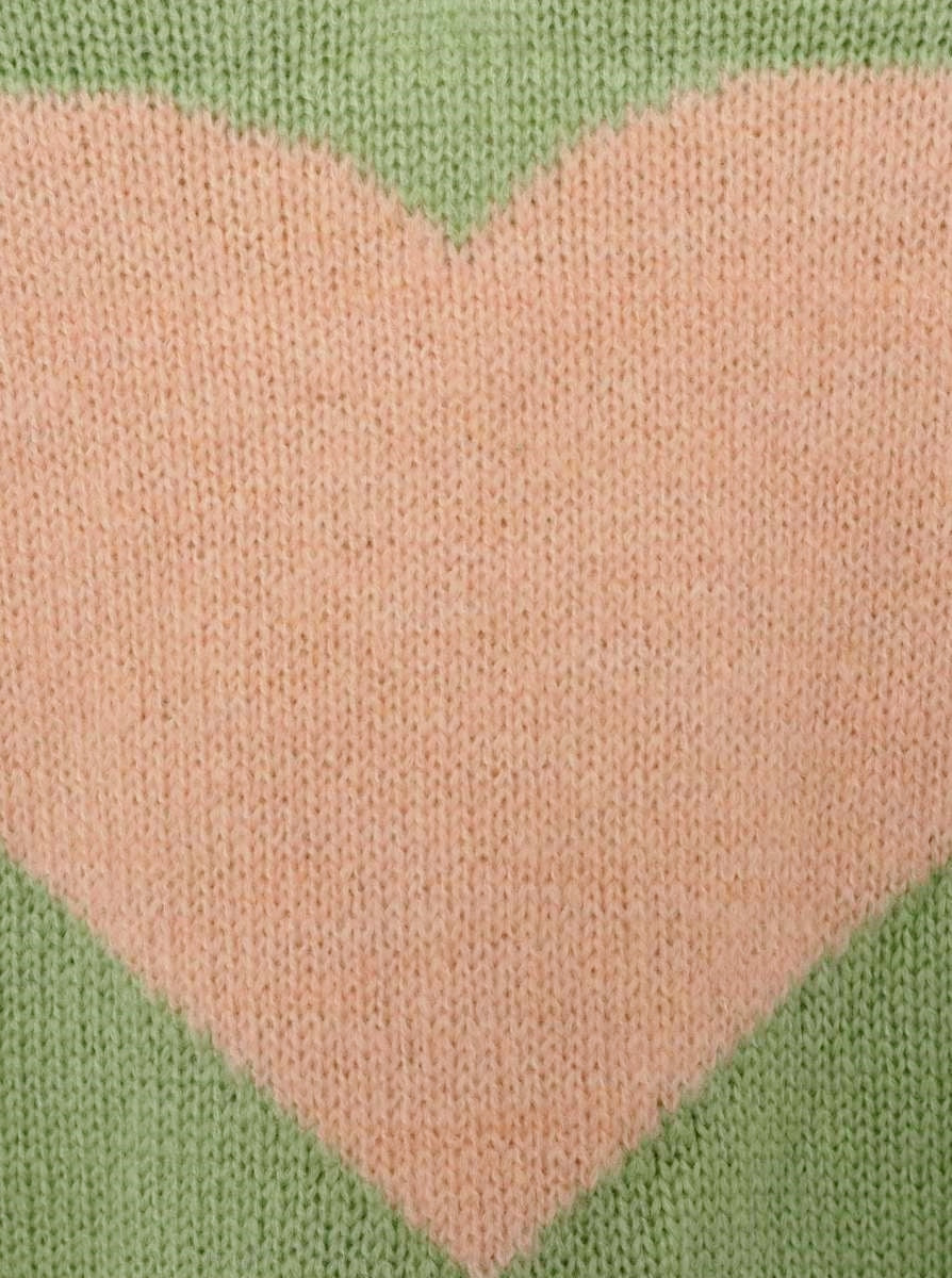 💕 Zwillingsherz Pullover Wollmix "Großes Herz" Grün
