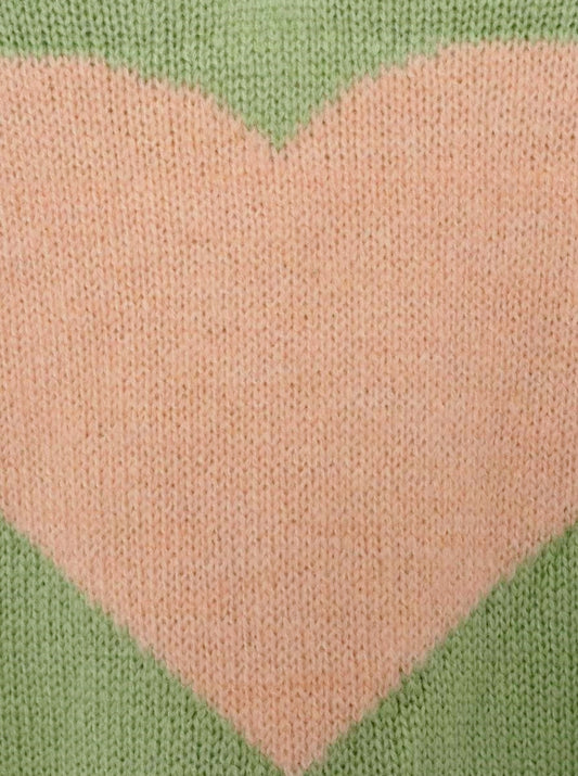 💕 Zwillingsherz Pullover Wollmix "Großes Herz" Grün