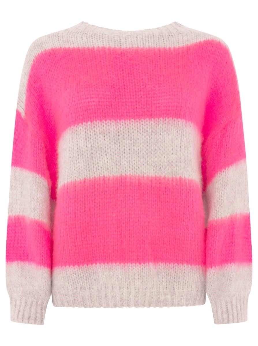 💕 Zwillingsherz Pullover Wollmix "Blockstreifen" Pink