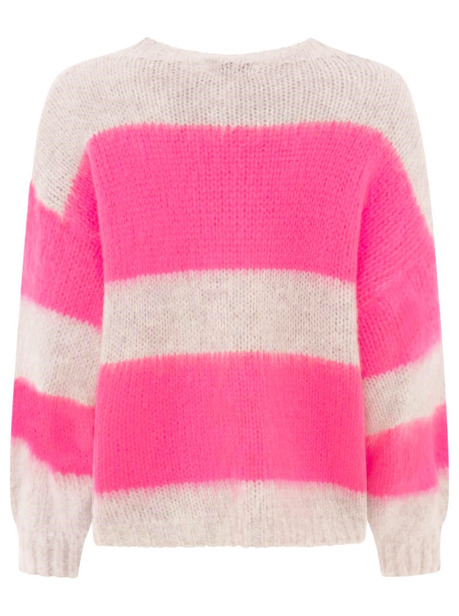 💕 Zwillingsherz Pullover Wollmix "Blockstreifen" Pink