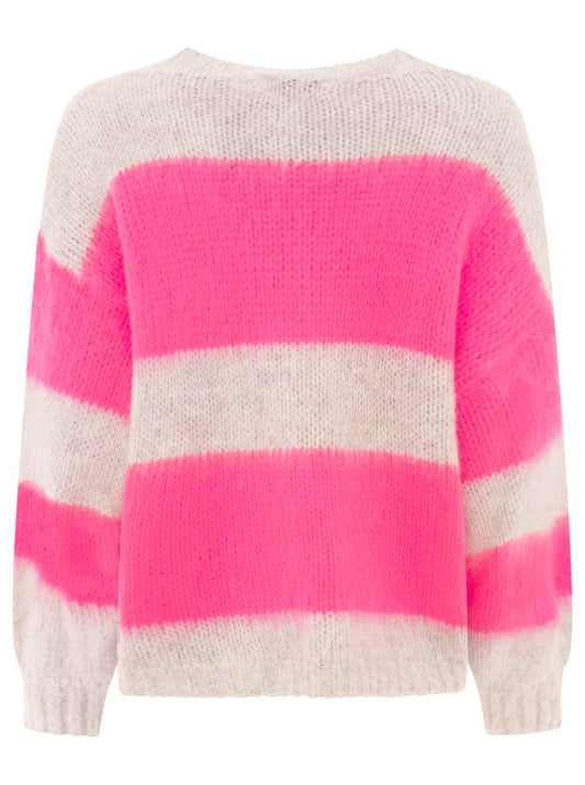 💕 Zwillingsherz Pullover Wollmix "Blockstreifen" Pink