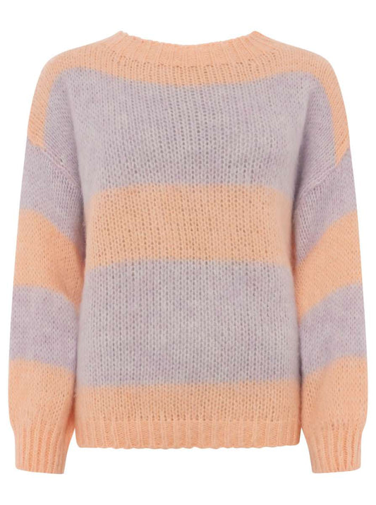 💕 Zwillingsherz Pullover Wollmix "Blockstreifen" Lila