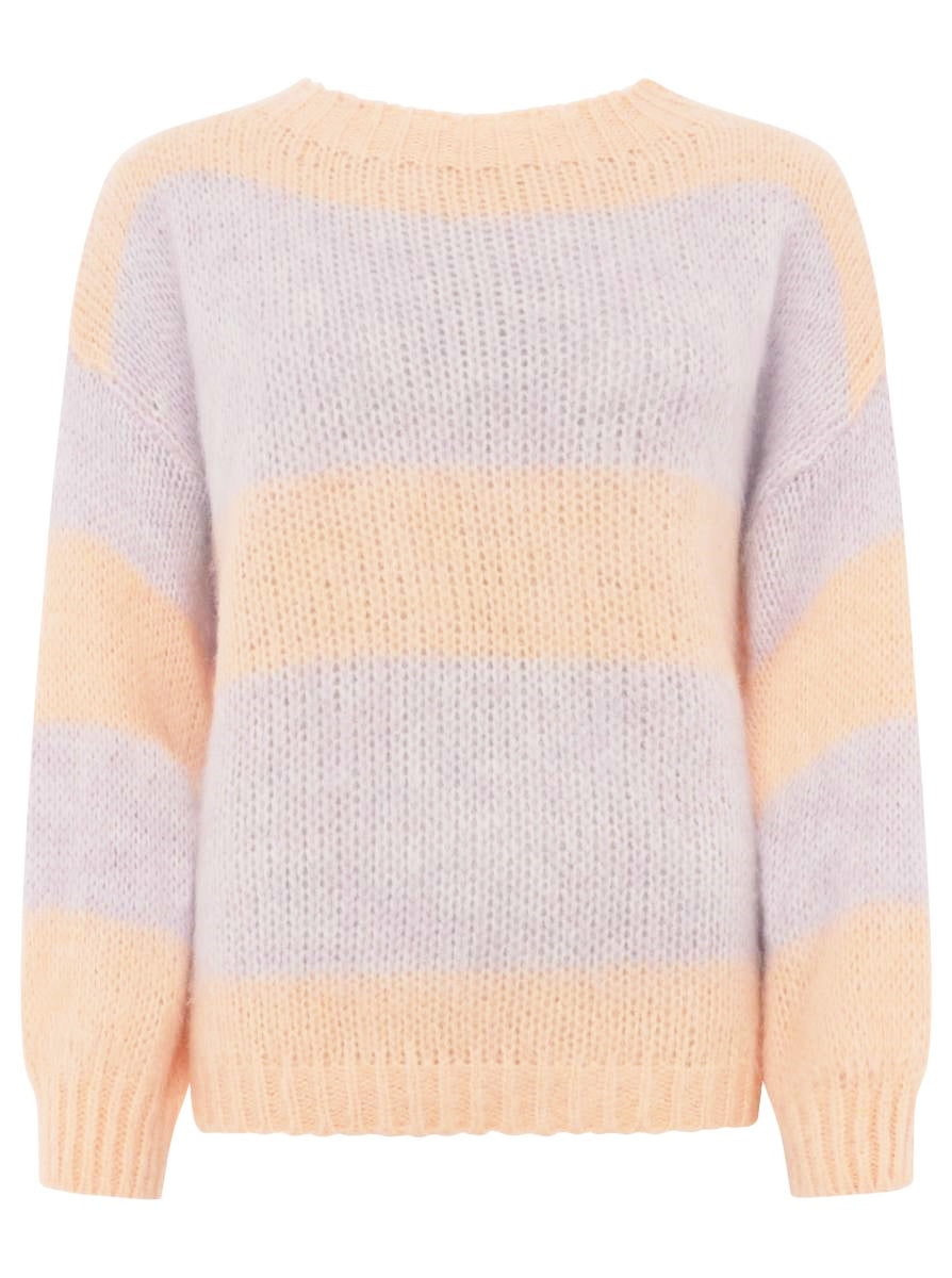💕 Zwillingsherz Pullover Wollmix "Blockstreifen" Lila