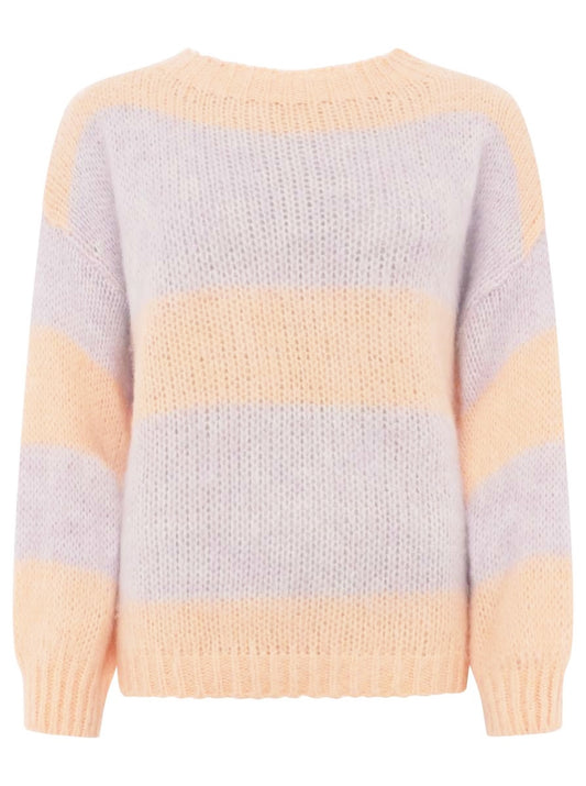 💕 Zwillingsherz Pullover Wollmix "Blockstreifen" Lila
