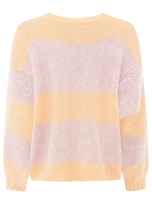 💕 Zwillingsherz Pullover Wollmix "Blockstreifen" Lila