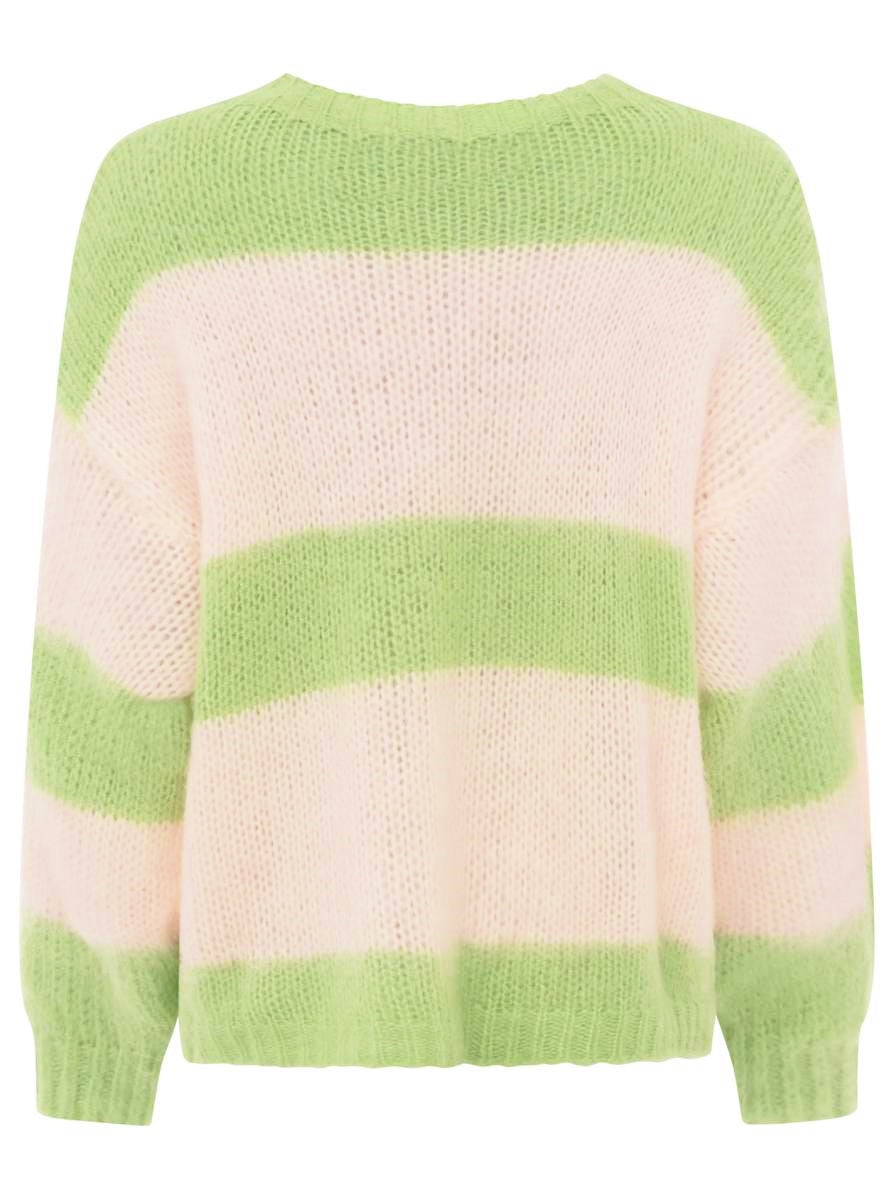 💕 Zwillingsherz Pullover Wollmix "Blockstreifen" Grün