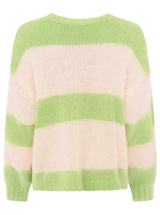 💕 Zwillingsherz Pullover Wollmix "Blockstreifen" Grün