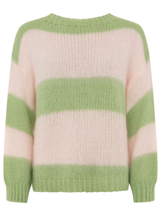 💕 Zwillingsherz Pullover Wollmix "Blockstreifen" Grün