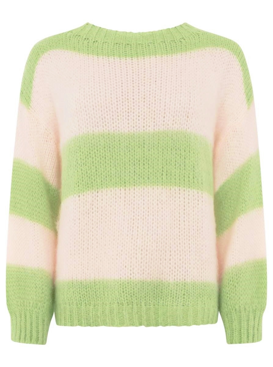 💕 Zwillingsherz Pullover Wollmix "Blockstreifen" Grün