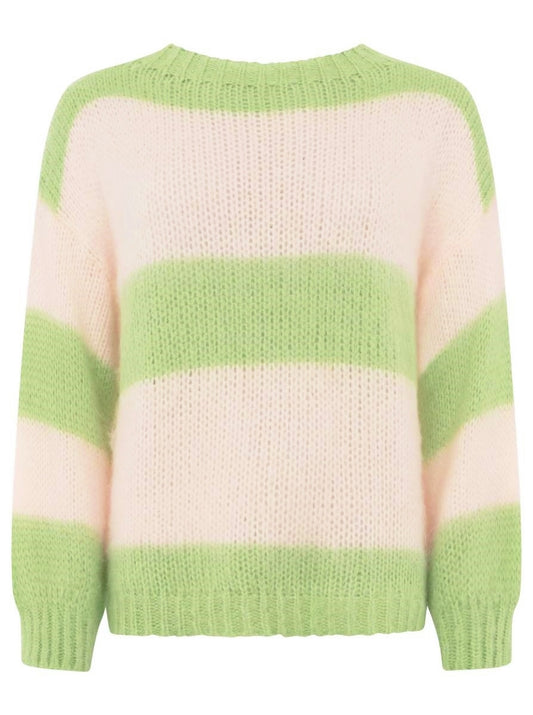 💕 Zwillingsherz Pullover Wollmix "Blockstreifen" Grün