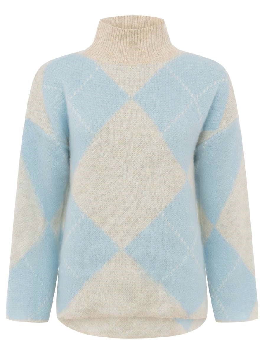 💕 Zwillingsherz Rollkragenpullover "Argyll" Hellblau