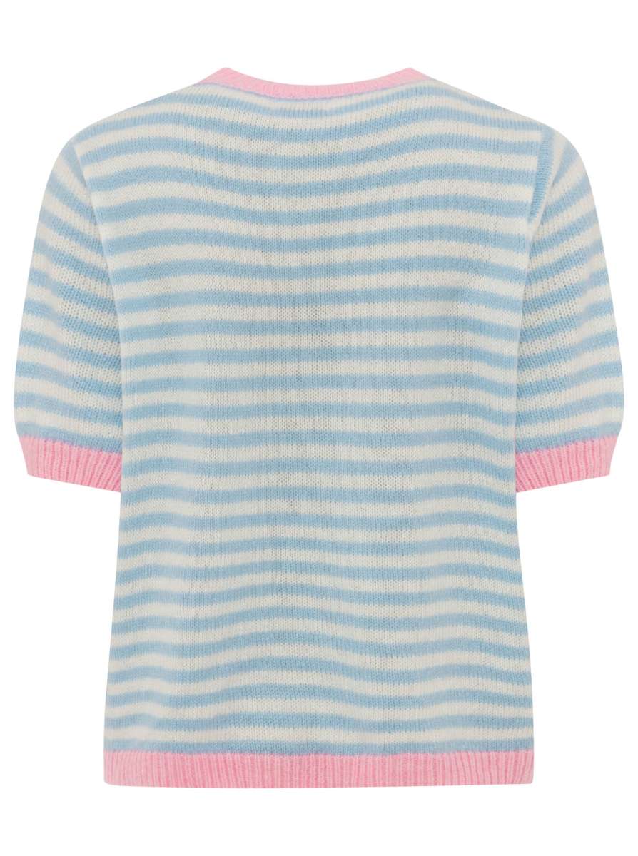 💕 Zwillingsherz Kurzarm Pullover "Amore" Wollmix Hellblau