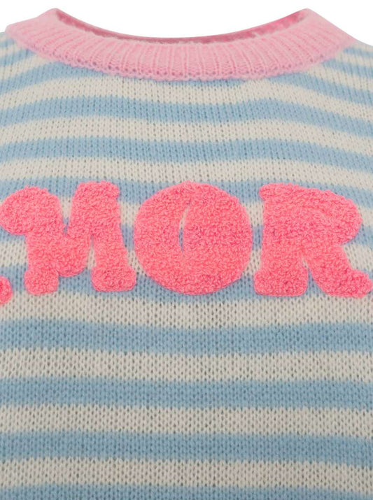 💕 Zwillingsherz Kurzarm Pullover "Amore" Wollmix Hellblau