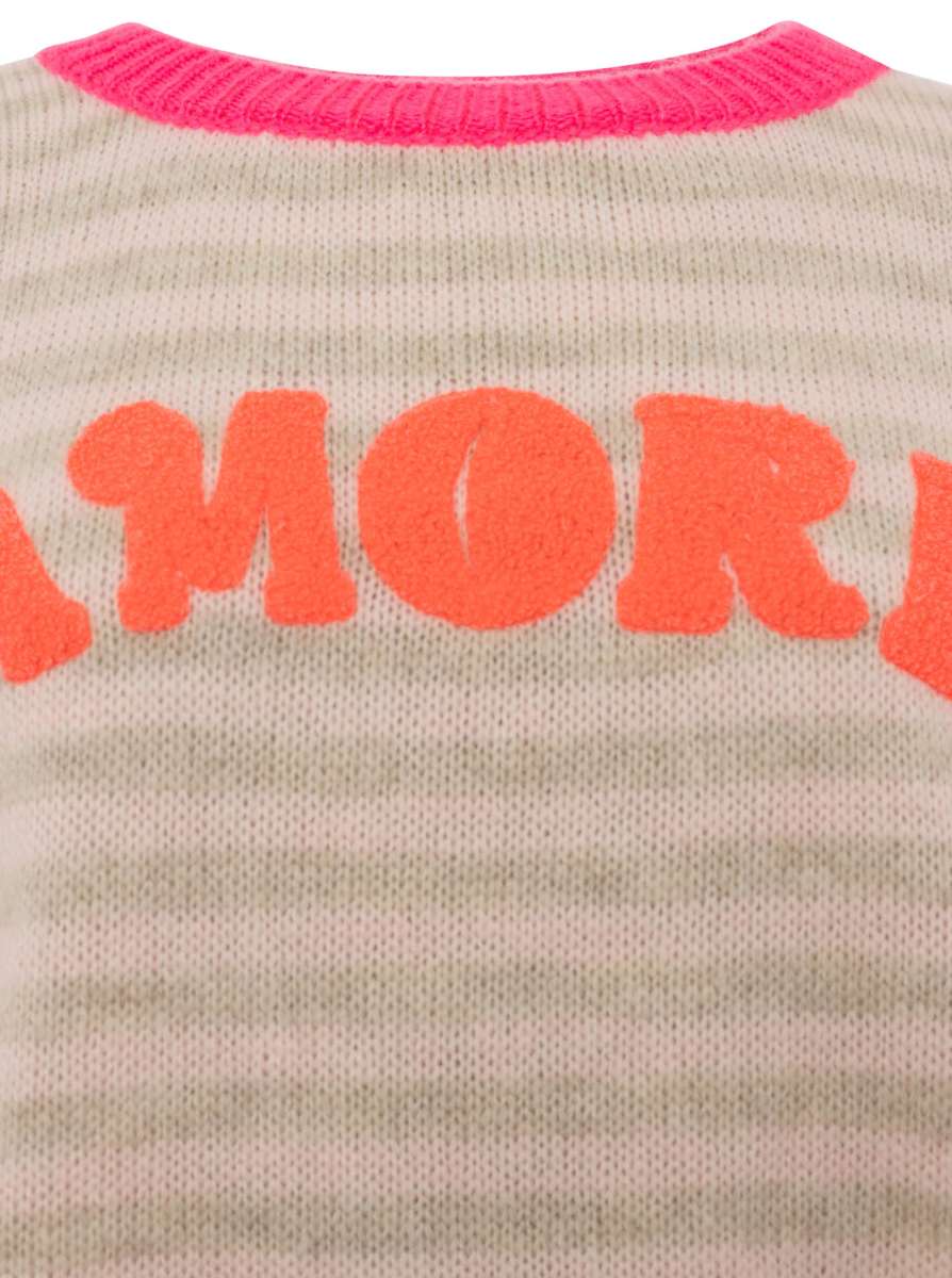 💕 Zwillingsherz Kurzarm Pullover "Amore" Wollmix Beige