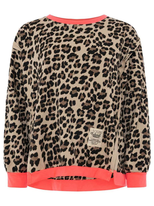 💕 Zwillingsherz Sweatshirt "Leo Buntes Bündchen" Sweater Baumwolle Pink