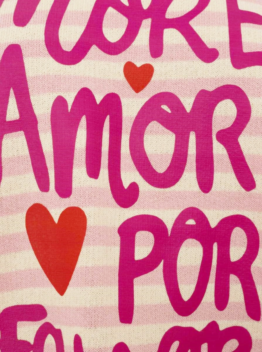 💕 Zwillingsherz 3/4 Arm Shirt "More Amore Por Favore" BW Baumwolle Rosa