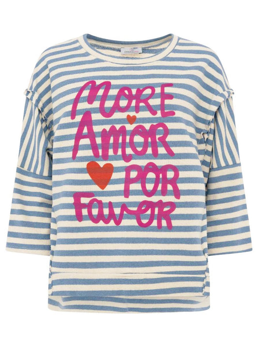 💕 Zwillingsherz 3/4 Arm Shirt "More Amore Por Favore" BW Baumwolle Blau