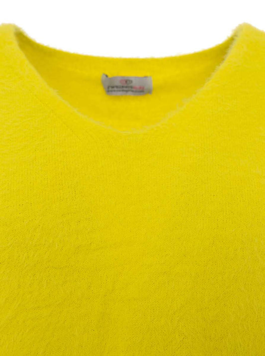 💕 Zwillingsherz Kurzarm Pullover Mohair-Optik "Uni" Gelb