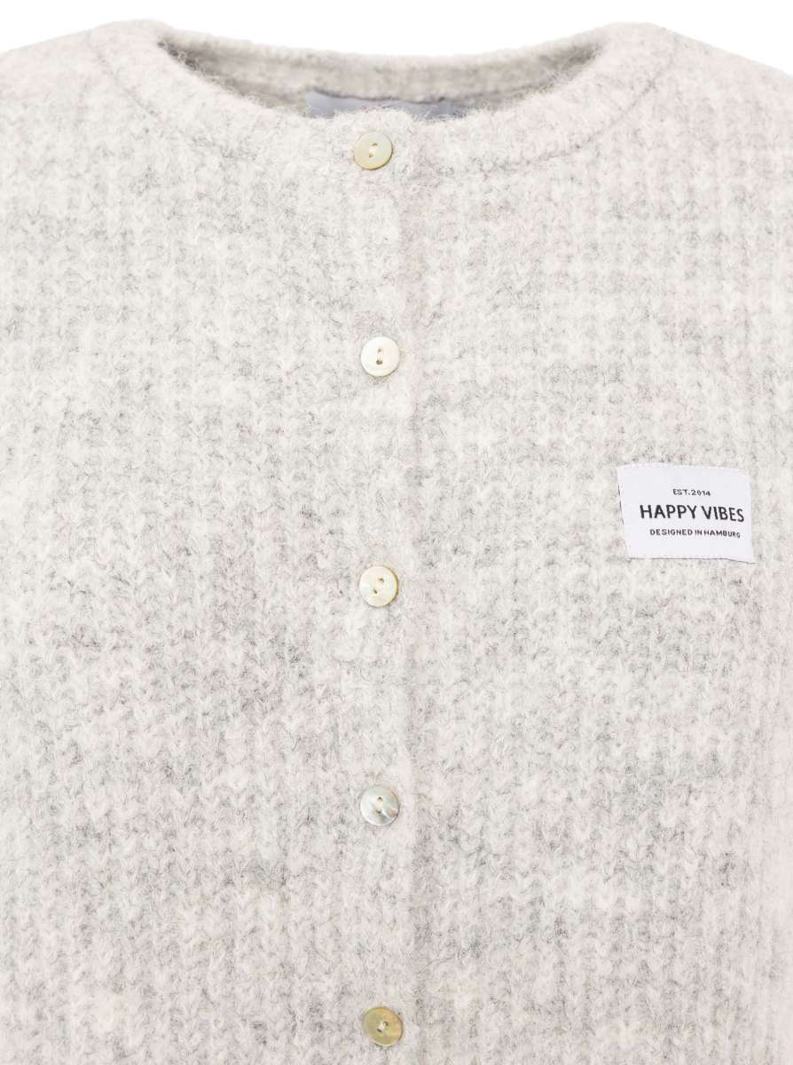 💕 Zwillingsherz Strickweste mit Knöpfen und Patch Hellgrau