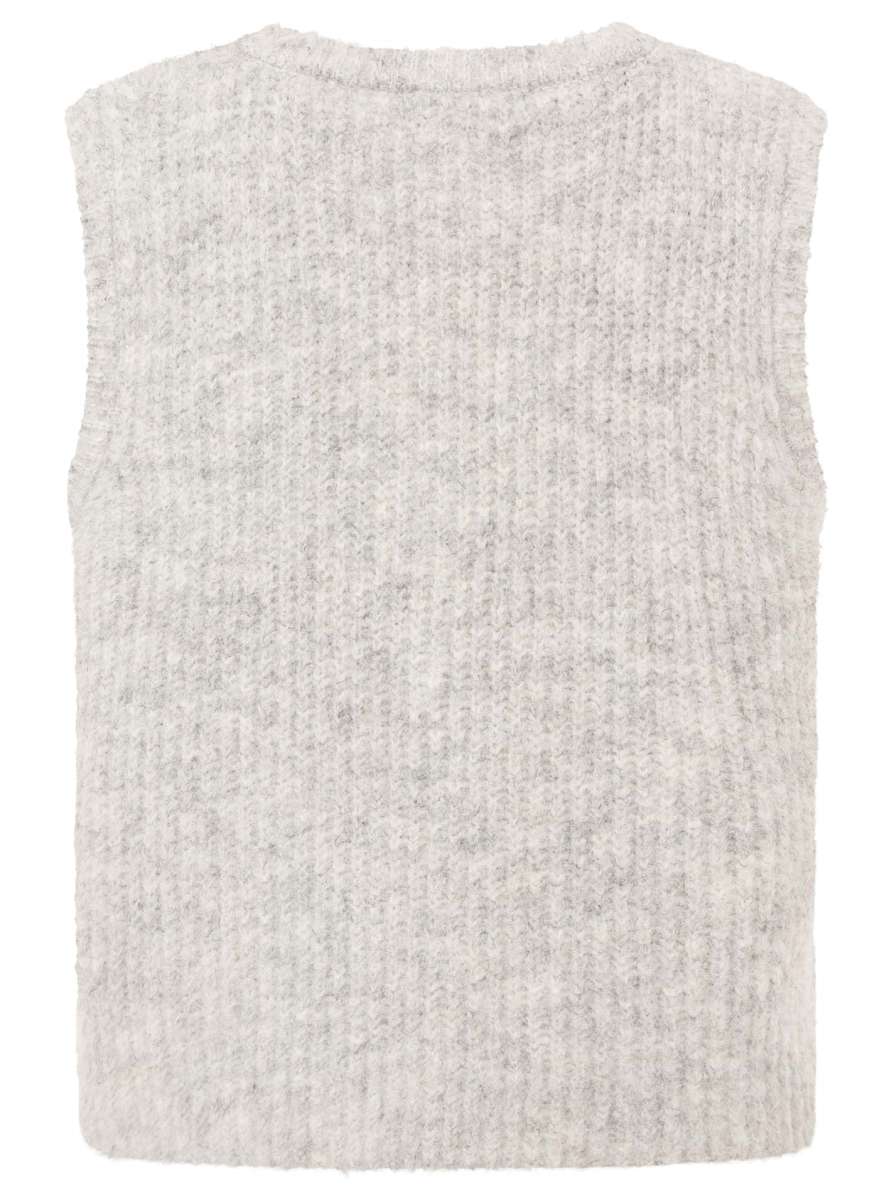 💕 Zwillingsherz Strickweste mit Knöpfen und Patch Hellgrau