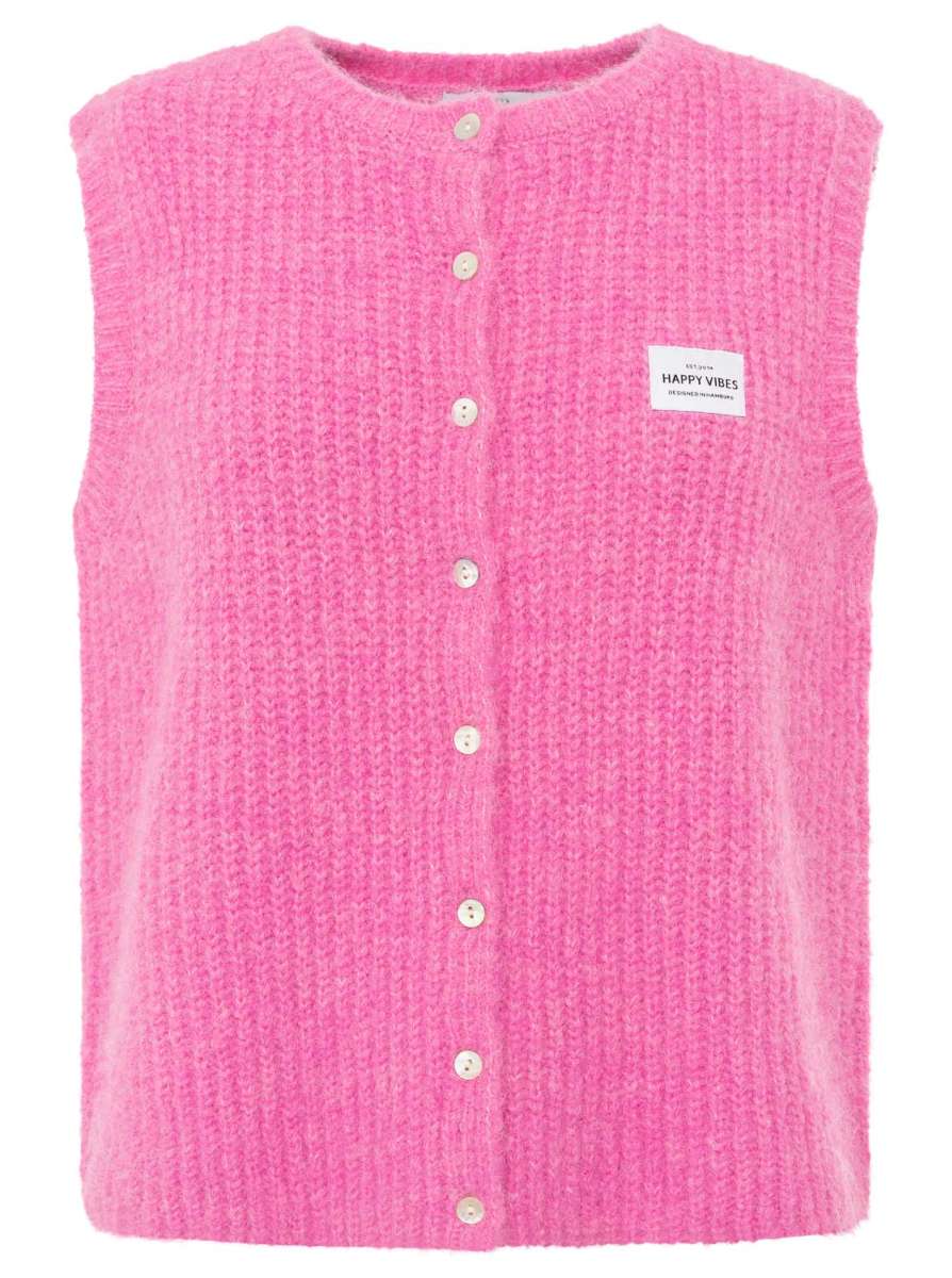 💕 Zwillingsherz Strickweste mit Knöpfen und Patch Pink