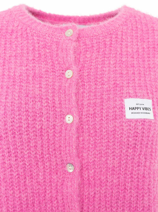 💕 Zwillingsherz Strickweste mit Knöpfen und Patch Pink